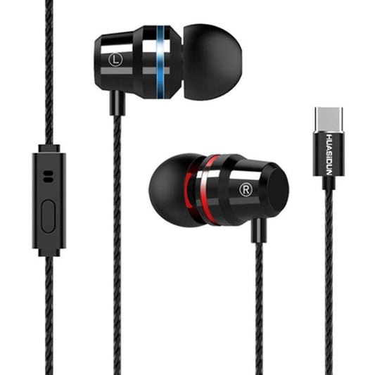 G82 1.2m Wired In Ear USB-C / Type-C Interface Metal HiFi Earphones with Mic (Black)