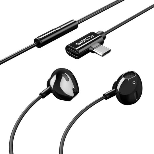 FLOVEME USB-C / Type-C Interface Charging & Listening In-Ear Earphone (Black)