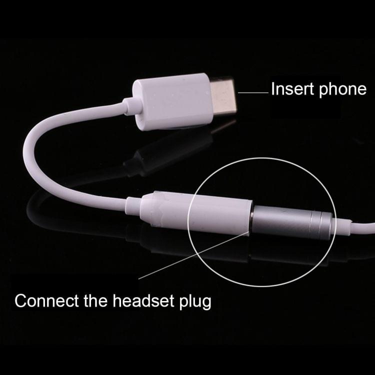 USB-C / Type-C to 3.5mm Audio Adapter, Length: about 10cm(White)