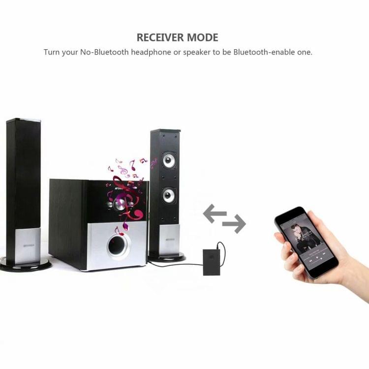 BT4810C Bluetooth V3.0+EDR  Wireless Bluetooth Transmitter Receiver Adapter Stereo Audio Music Adapter with 3.5mm Audio Cable (Black)