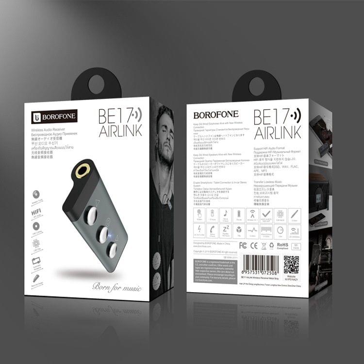 Borofone BE17 Lavalier 3.5mm Bluetooth Wireless Receiver Call Music Adapter with Mic