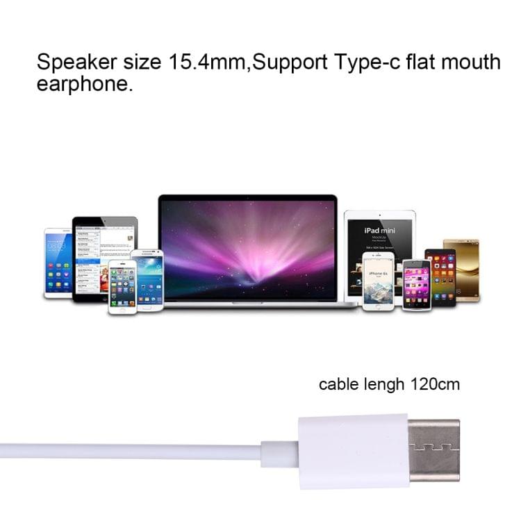 M25 USB-C / Type-C Interface Stereo Dynamic Bass Earphone with Mic(White)