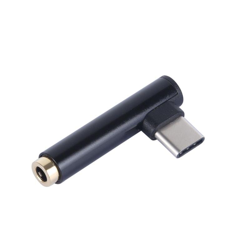 Type-C Male to 3.5mm Female L-type Stereo Audio Headphone Jack Adapter(Black)