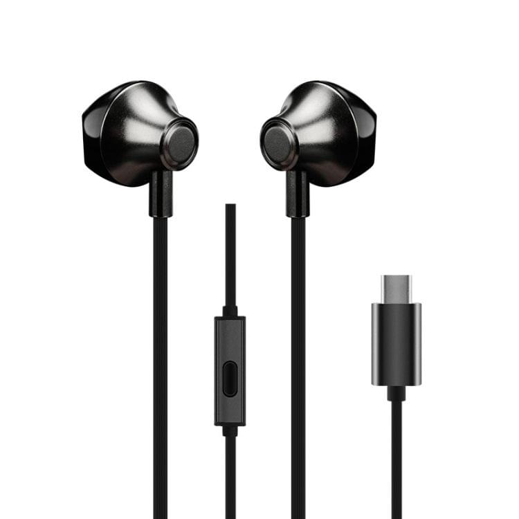 VT-1 USB-C / Type-C Interface HIFI Wire-controlled Wired Stereo Earphone (Black)