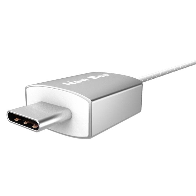 New Bee 1.2m USB-C / Type-C In-Ear Ceramic Digital Moving Coil Noise Reduction Music Earphone