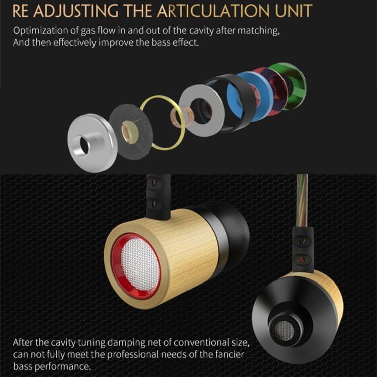 KZ ED7 3.5mm Rear Mesh Bamboo Design In-Ear Style Wire Control Earphone