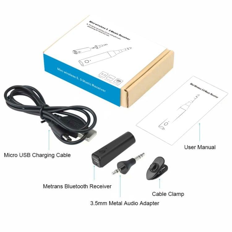BT4849 Handsfree Mini Stereo Wireless Bluetooth 5.0 Audio Receiver Adapter Car Kit (Black)