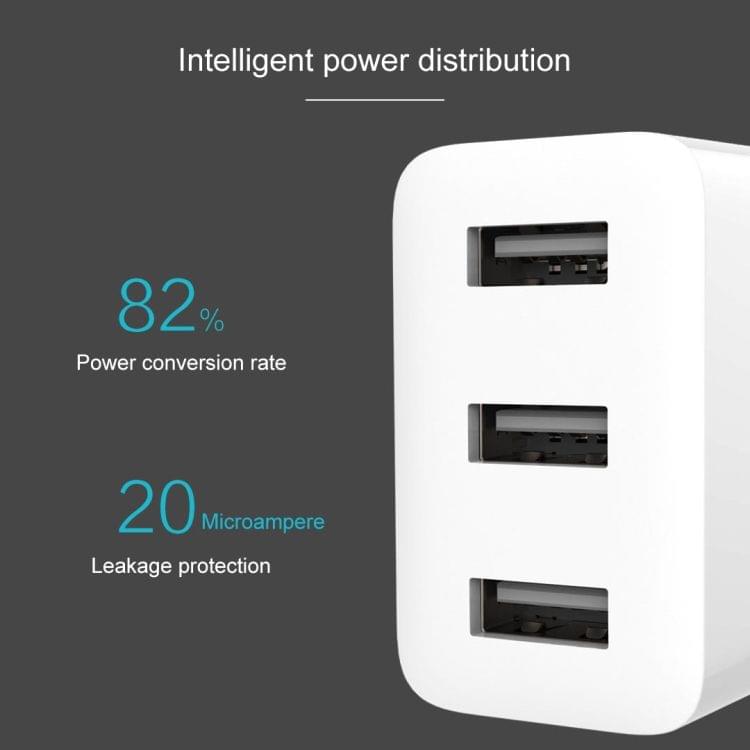 Original Xiaomi 100-240V Input 3 x USB Ports 2.1A Travel Fast Charger