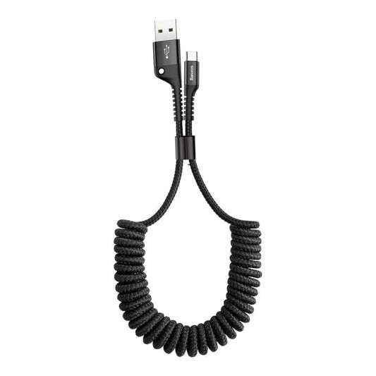Baseus CATSR-01 2A Fish-eye USB to USB-C / Type-C Spring Charge and Data Cable, Cable Length: 1m
