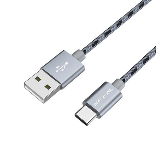 Borofone BX24 Ring Current USB-C / Type-C to USB Weave Charging Data Cable for Galaxy S8 & S8+ / LG G6 / Huawei P10 & P10 Plus / Xiaomi Mi 6 & Max 2 and other Smartphones (Grey)