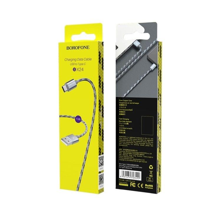 Borofone BX24 Ring Current USB-C / Type-C to USB Weave Charging Data Cable for Galaxy S8 & S8+ / LG G6 / Huawei P10 & P10 Plus / Xiaomi Mi 6 & Max 2 and other Smartphones (Grey)