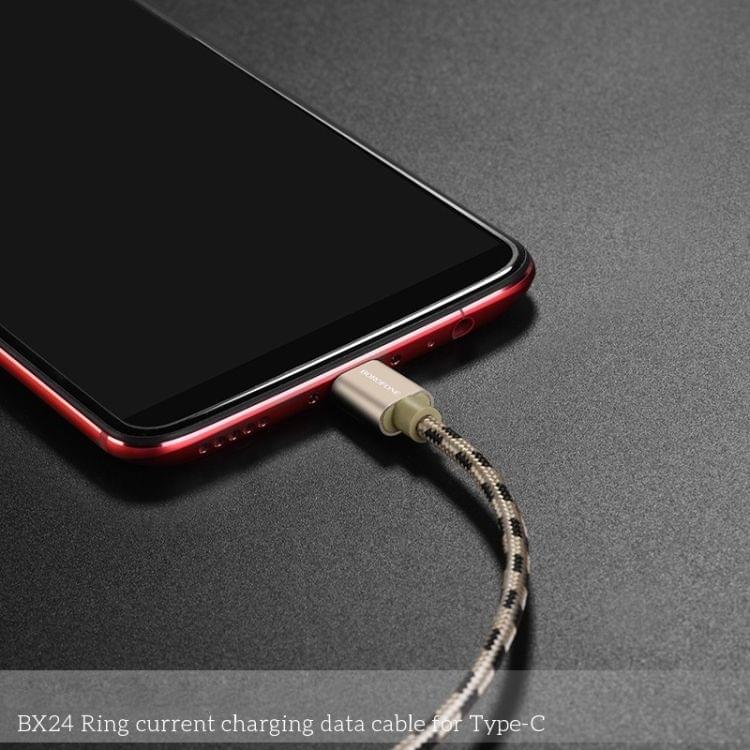 Borofone BX24 Ring Current USB-C / Type-C to USB Weave Charging Data Cable for Galaxy S8 & S8+ / LG G6 / Huawei P10 & P10 Plus / Xiaomi Mi 6 & Max 2 and other Smartphones (Grey)