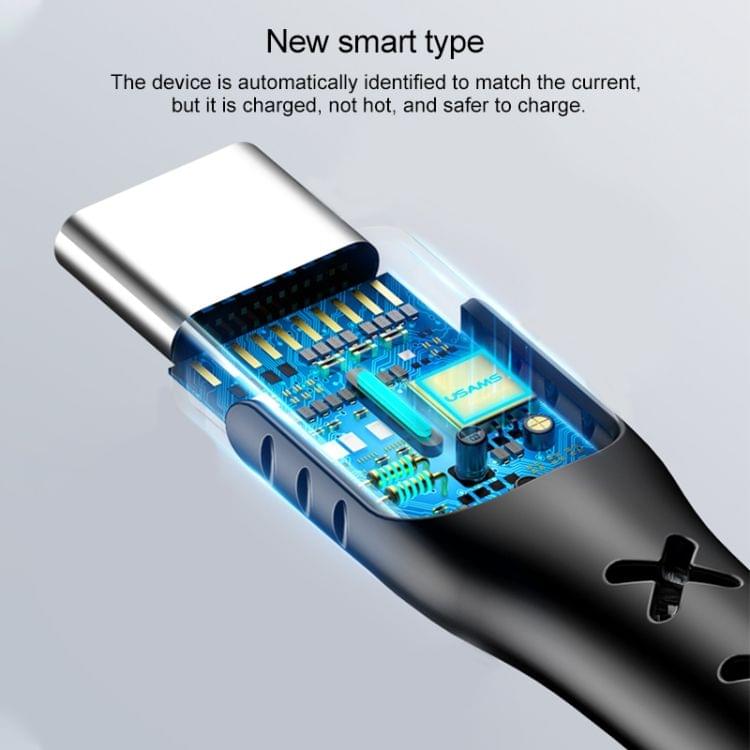 USAMS US-SJ320 U27 2m 5A USB to USB-C / Type-C Data Sync Charging Cable with Indicator Light(Black)