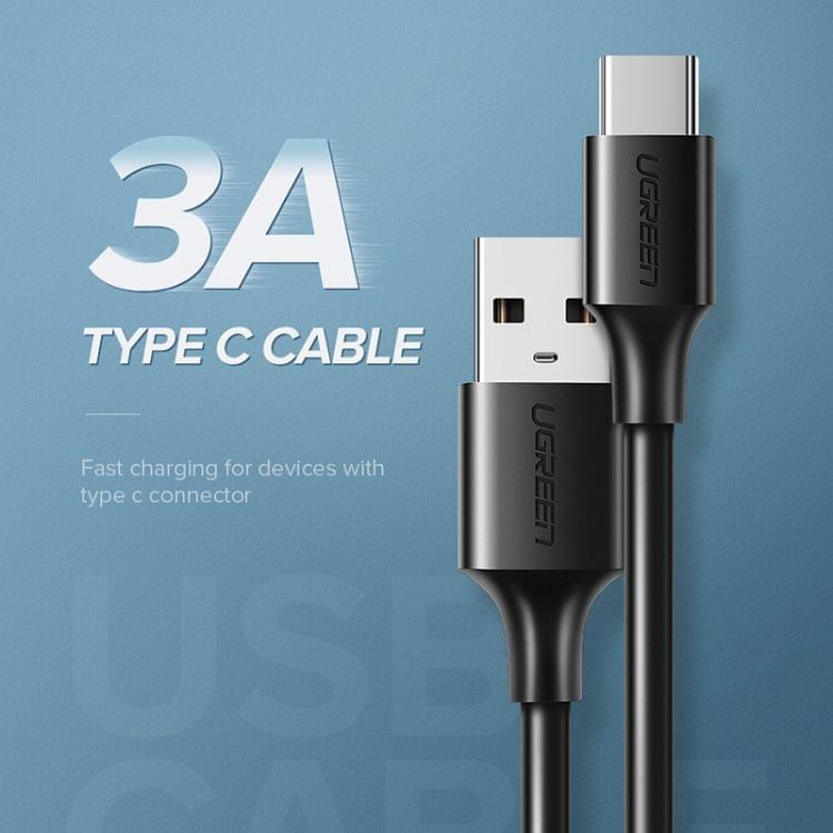 UGREEN 3A Max Output USB to USB-C / Type-C PVC Fast Charging Sync Data Cable, Length: 1m (White)