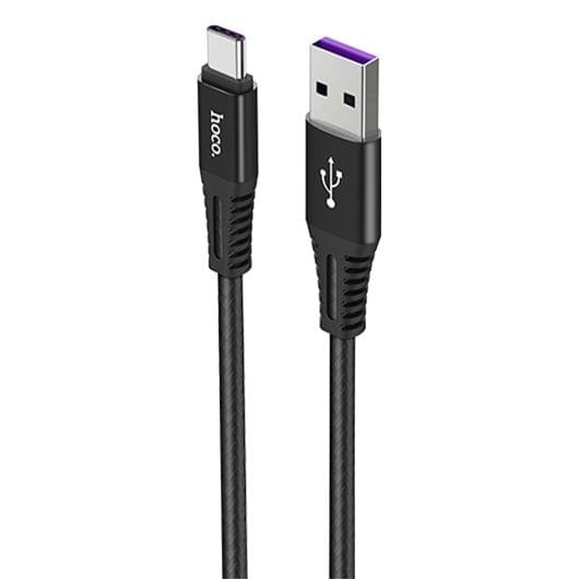 hoco X22 5A USB-C / Type-C Interface Fast Charging Nylon Braided Data Cable, Length: 1m (Black)