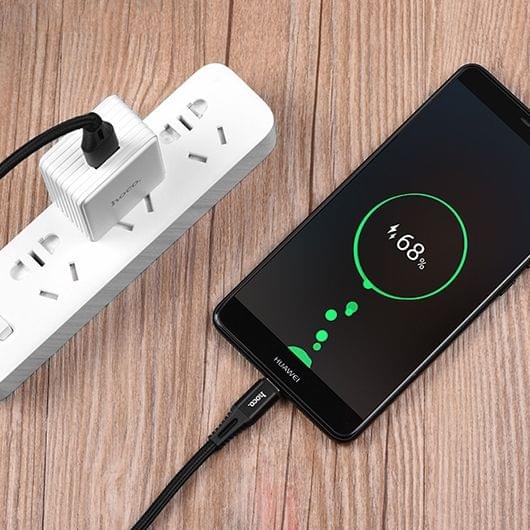hoco X22 5A USB-C / Type-C Interface Fast Charging Nylon Braided Data Cable, Length: 1m (Black)