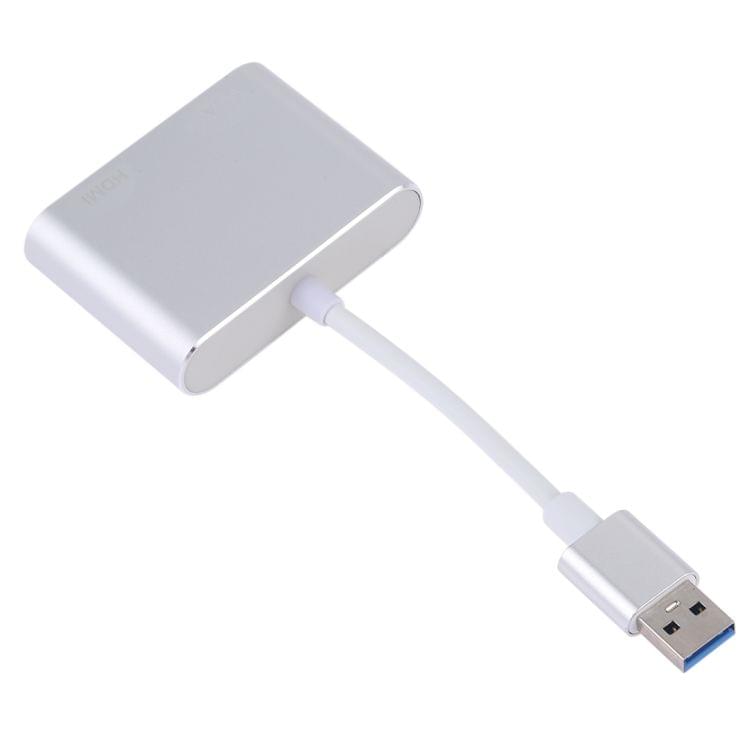 2 in 1 USB 3.0 to HDMI + VGA Adapter (Silver)