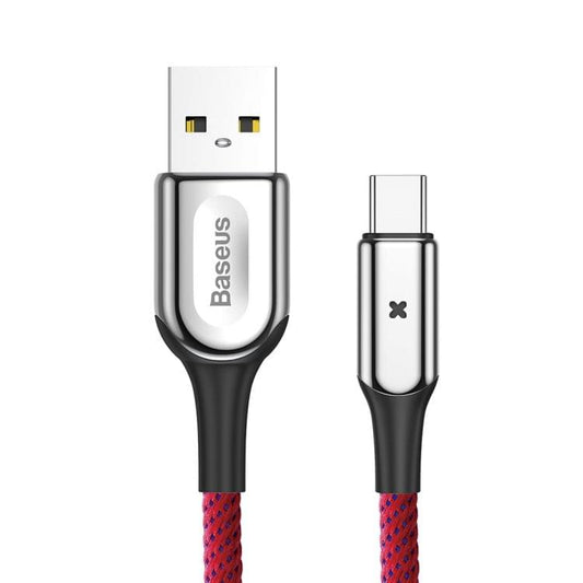 Baseus Polyester Woven Cord 5V/3A USB A to Type-C QC 3.0 Fast Data Sync Charge Cable with X-shape Indicator Light