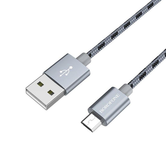Borofone BX24 Ring Current Micro USB to USB Weave Charging Data Cable for Galaxy, Huawei, Xiaomi, HTC, Sony and Other Smartphones (Grey)