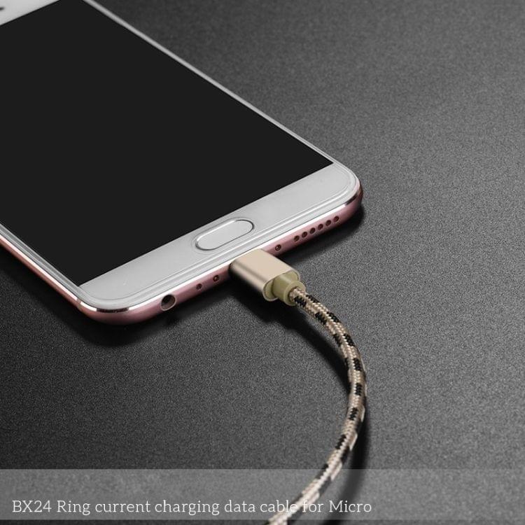 Borofone BX24 Ring Current Micro USB to USB Weave Charging Data Cable for Galaxy, Huawei, Xiaomi, HTC, Sony and Other Smartphones (Grey)