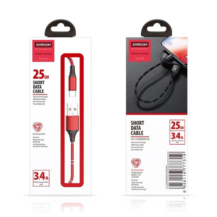JOYROOM S-L316 25cm 3.4A Armor Series USB to USB-C / Type-C Fast Charging & Data Cable