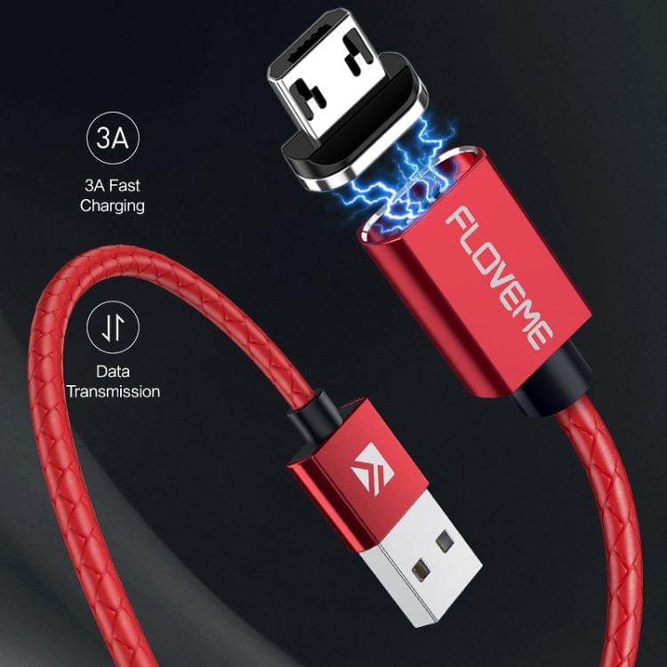 FLOVEME 1m 3A USB to Micro USB Magnetic Embossed PET Fast Charging & Data Cable