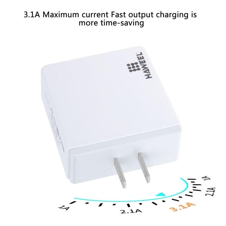 HAWEEL 4 Ports USB Max 3.1A Travel Wall Charger, US Plug