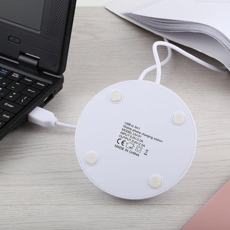 USB to 3 in 1 (8 Pin + Micro USB + USB-C / Type-C) Dock Charger Desktop Charging Data Sync Stand Station Holder with USB Cable for Android / iOS Phone