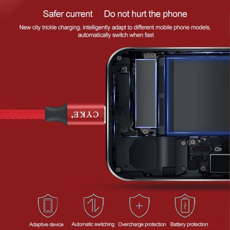 CYKE 2 in 1 2.4A USB-C / Type-C Charging + Transmission Cotton Braided Data Cable, Length: 1m (Blue)