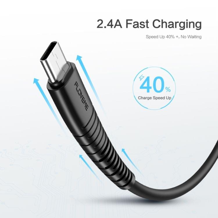 FLOVEME 1m 2.4A USB to USB-C / Type-C Fast Charging & Data Cable
