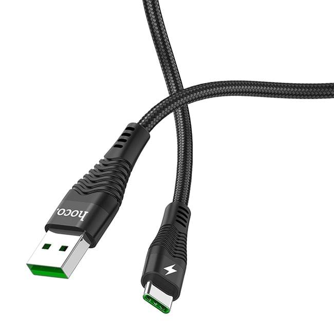 hoco U53 5A USB-C / Type-C Interface Super Fast Charging Nylon Braided Data Cable, Length: 1.2m (Black)