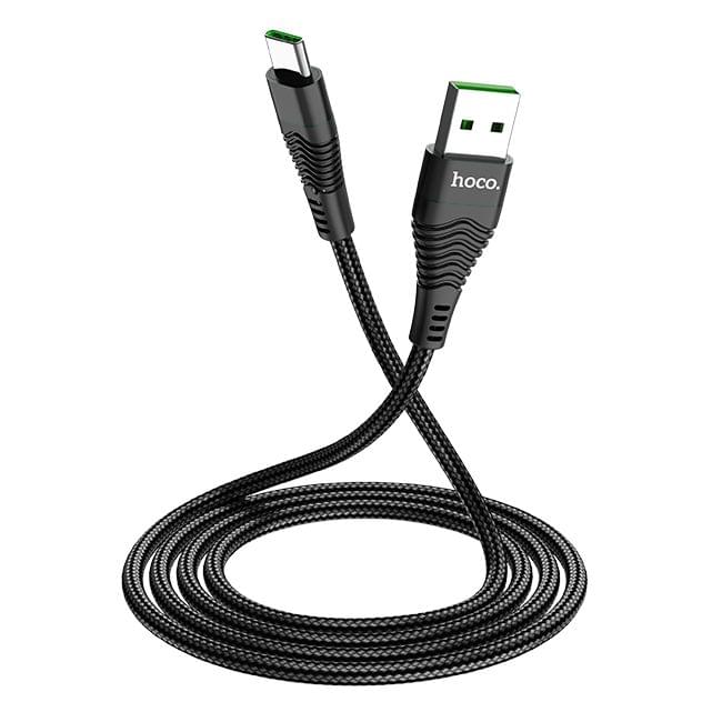 hoco U53 5A USB-C / Type-C Interface Super Fast Charging Nylon Braided Data Cable, Length: 1.2m (Black)