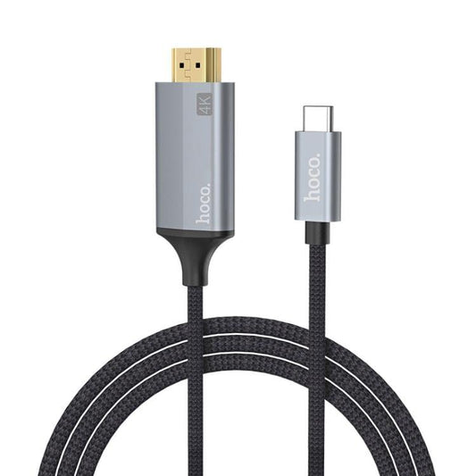 hoco UA13 USB-C / Type-C to HDMI 4K HD Same Screen Transmission Nylon Braided Data Cable, Length: 1.8m (Grey)