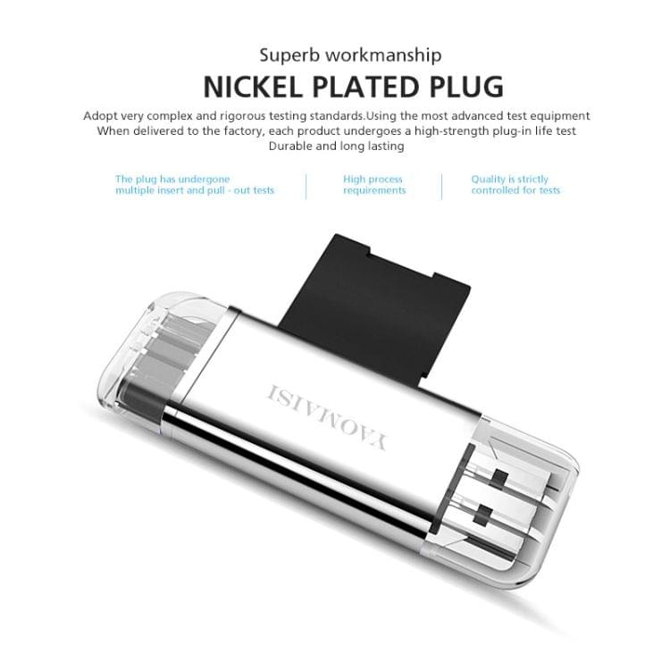 YAOMAISI Q25 2 in 1 USB 3.0 to Type-C Metal Memory Card Reader, Support SD / TF Card(Silver)