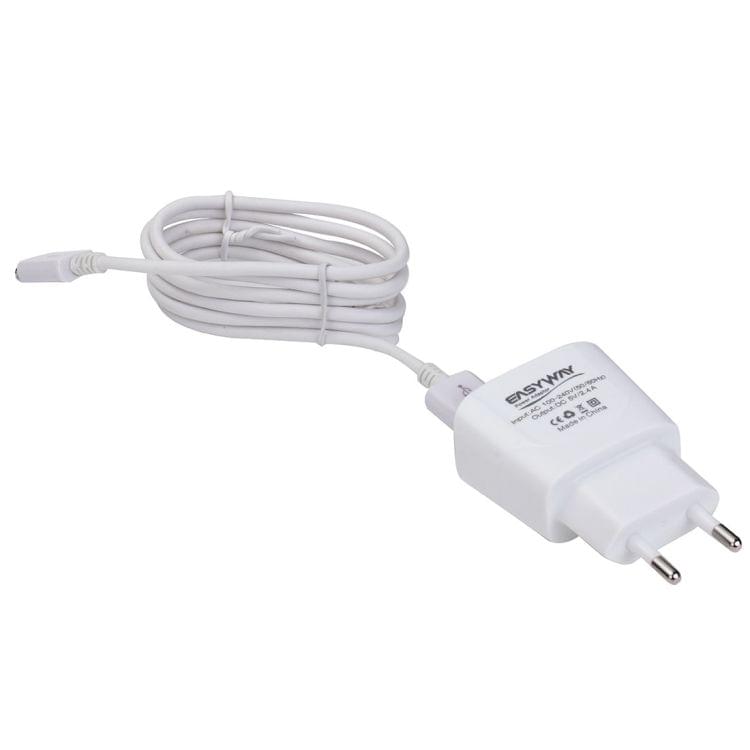 2-Ports 5V 2.4A High Compatibility USB Quick Charger with Micro USB Data Charging Cable, EU Plug