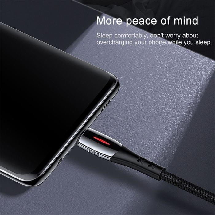 USAMS US-SJ305 1.2m 2A USB to USB-C / Type-C Data Sync Charging Cable with Smart Power-off Function(Black)
