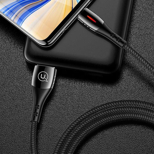 USAMS US-SJ305 1.2m 2A USB to USB-C / Type-C Data Sync Charging Cable with Smart Power-off Function(Black)