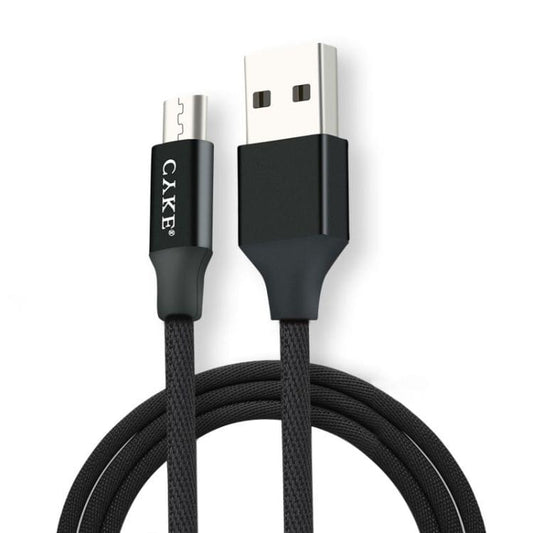CYKE 2 in 1 2.4A Micro USB Charging + Transmission Cotton Braided Data Cable, Length: 1m(Black)
