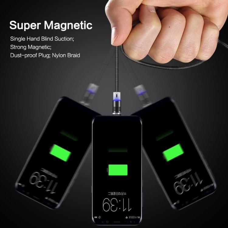 FLOVEME 1m 2A Output 360 Degrees Casual USB to USB-C / Type-C Magnetic Charging Cable, Built-in Blue LED Indicator
