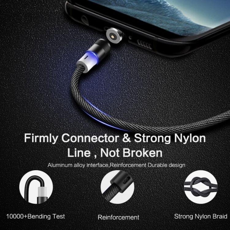 FLOVEME 1m 2A Output 360 Degrees Casual USB to USB-C / Type-C Magnetic Charging Cable, Built-in Blue LED Indicator