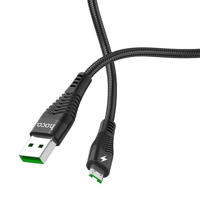 hoco U53 4A Micro USB Interface Flash Charging Nylon Braided Data Cable, Length: 1.2m (Black)