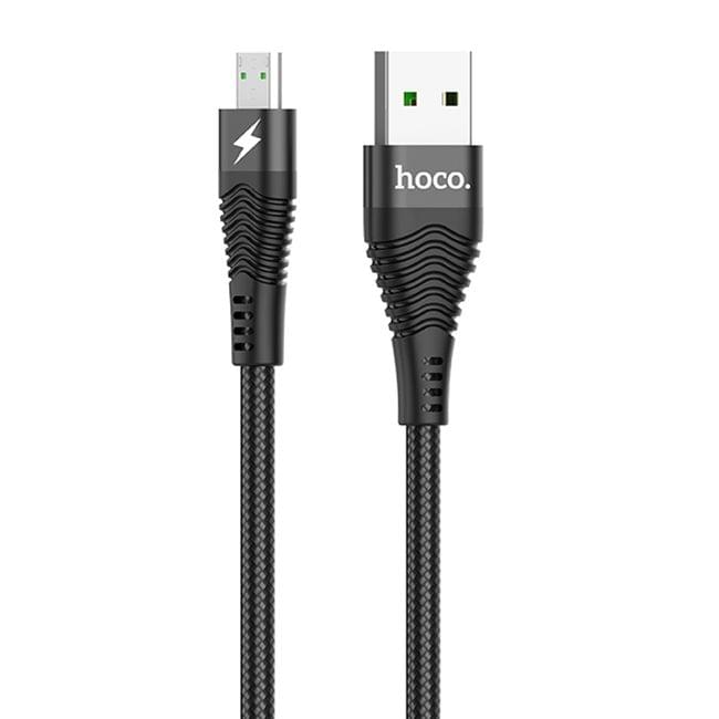 hoco U53 4A Micro USB Interface Flash Charging Nylon Braided Data Cable, Length: 1.2m (Black)