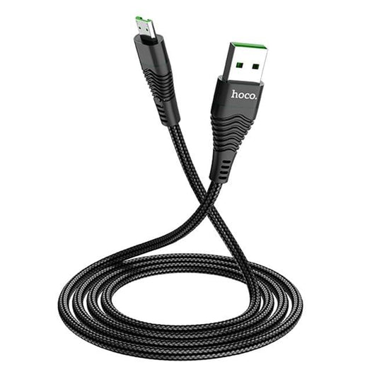 hoco U53 4A Micro USB Interface Flash Charging Nylon Braided Data Cable, Length: 1.2m (Black)