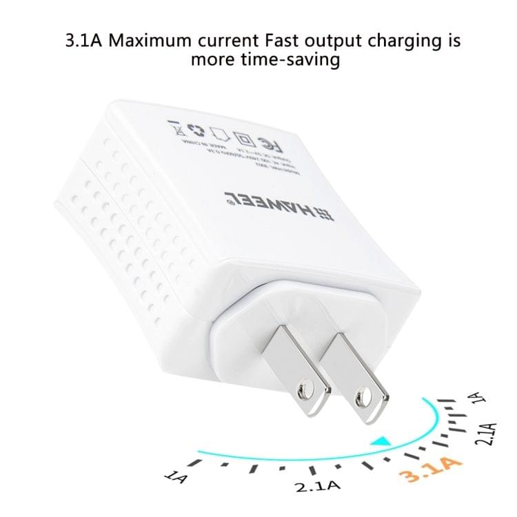 HAWEEL 2 USB Ports Max 3.1A Travel Charger with US Plug