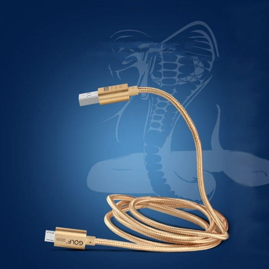 GOLF GC-10m 1.5m Micro USB  to USB Weave Charging Data Cable for Galaxy, Huawei, Xiaomi, HTC, Sony and Other Smartphones (Gold)