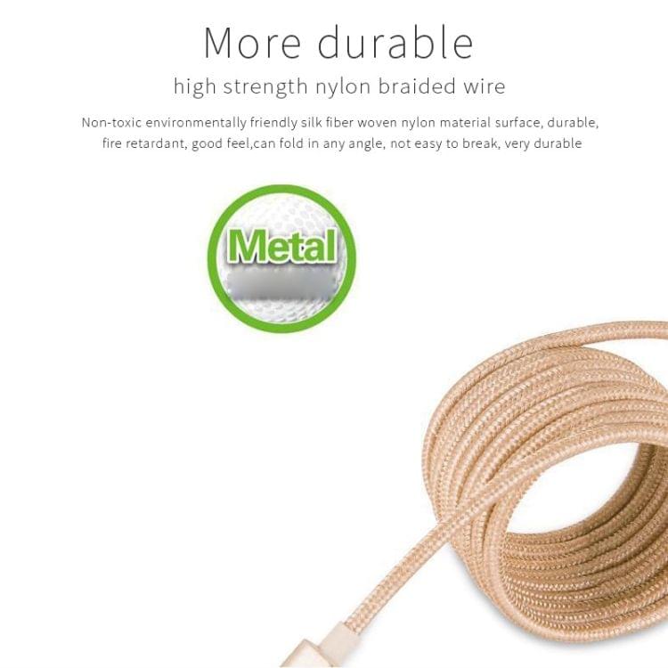 GOLF GC-10m 1.5m Micro USB  to USB Weave Charging Data Cable for Galaxy, Huawei, Xiaomi, HTC, Sony and Other Smartphones (Gold)