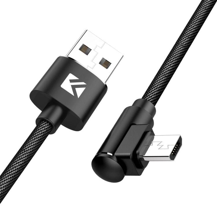FLOVEME 1m 5V/2.4A USB to Micro USB 90 Degree Elbow L Braided Wire Fast Charging & Data Cable