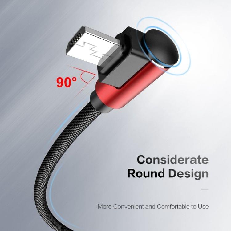 FLOVEME 1m 5V/2.4A USB to Micro USB 90 Degree Elbow L Braided Wire Fast Charging & Data Cable