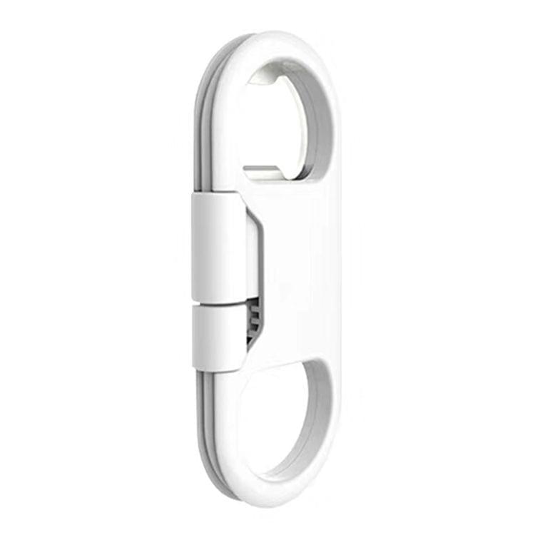 Multi-function 20cm USB to Micro USB Data Sync Charging Cable & Bottle Opener & Keychain (White)