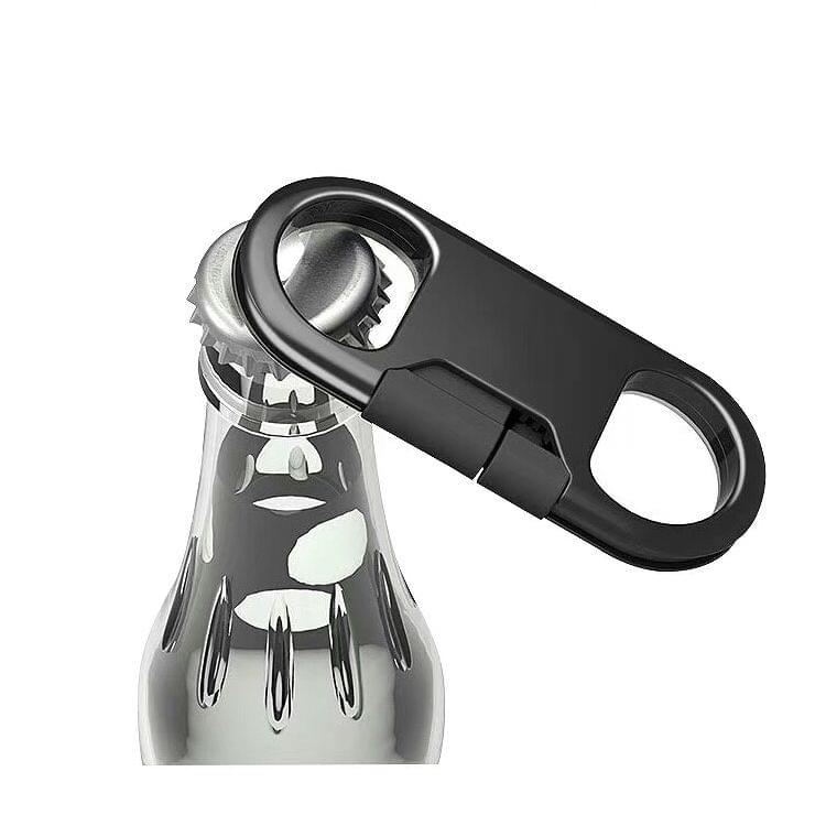 Multi-function 20cm USB to Micro USB Data Sync Charging Cable & Bottle Opener & Keychain (White)